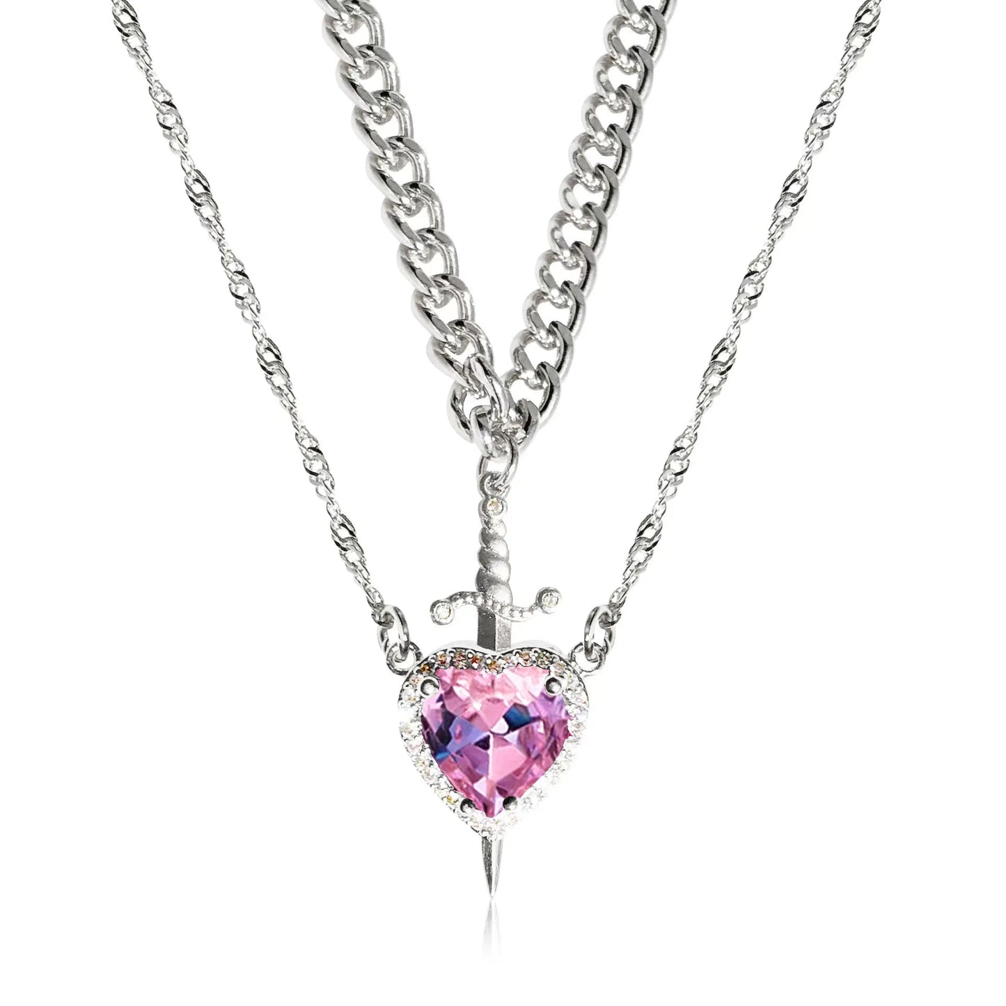 Heart and Sword Necklace Set Glitch Trends