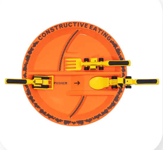 Constructive Eating Plate and Utensils Set Glitch Trends