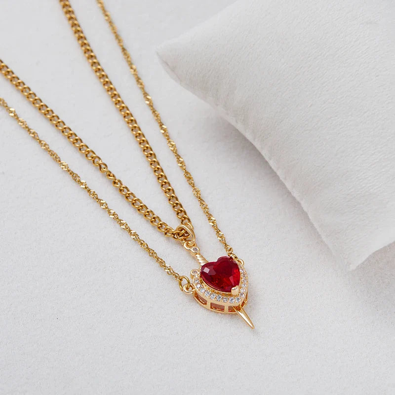 Heart and Sword Necklace Set Glitch Trends