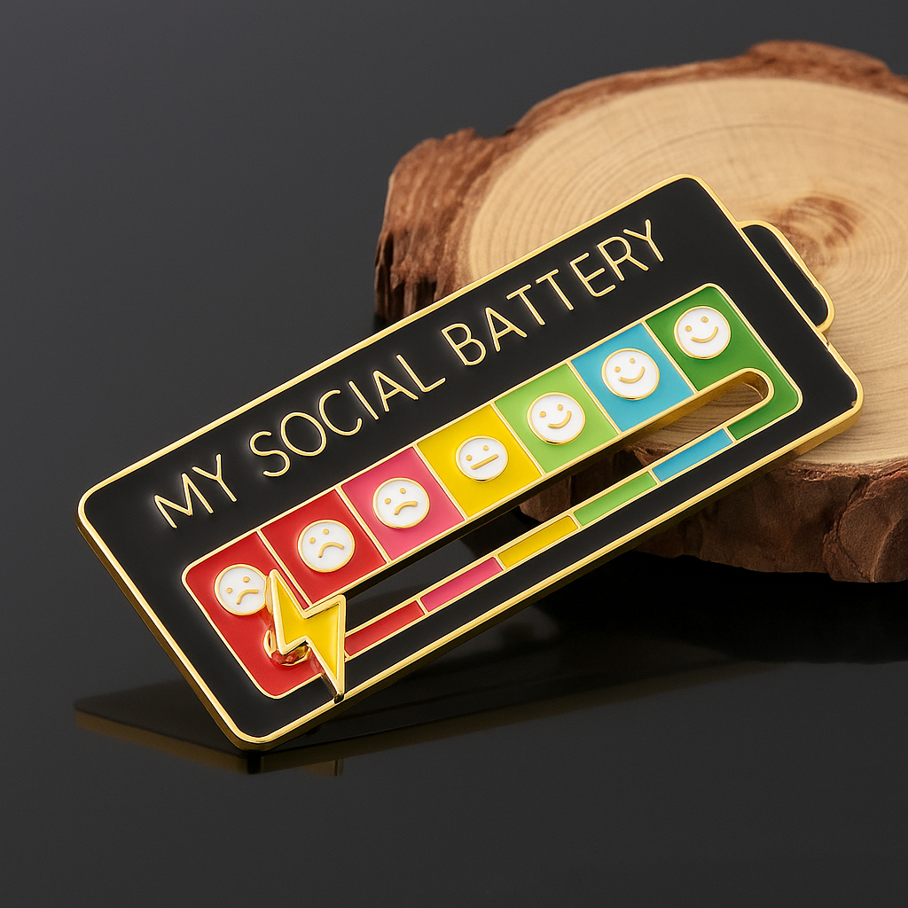 #1 Social Battery Status Brooch