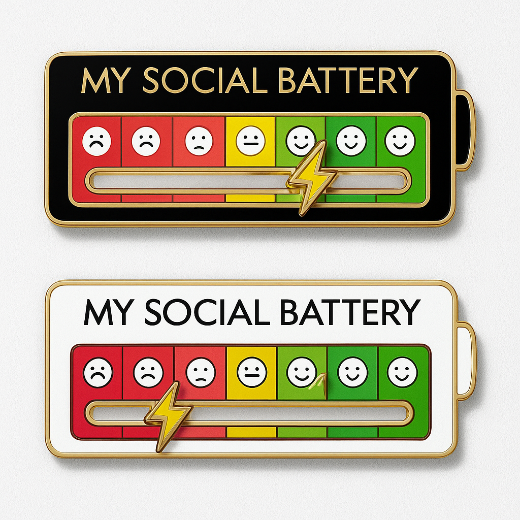#1 Social Battery Status Brooch
