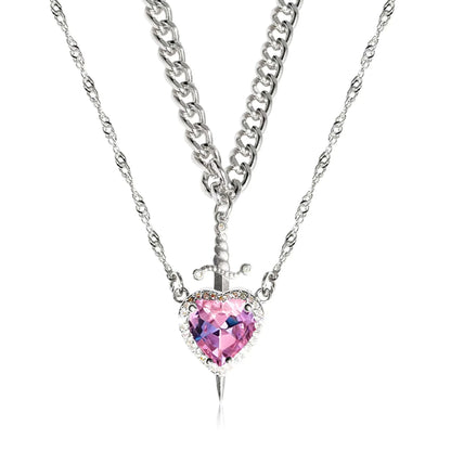 Heart and Sword Necklace Set Glitch Trends