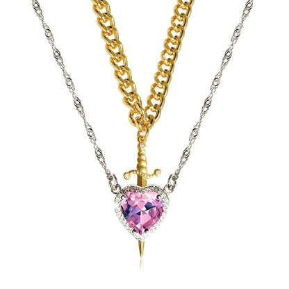 Heart and Sword Necklace Set Glitch Trends