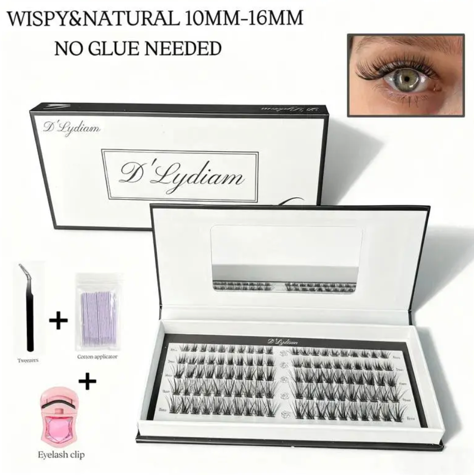 Effortless Glam DIY Eyelash Kit: Self-Adhesive, Reusable, Natural Look, No Glue Needed